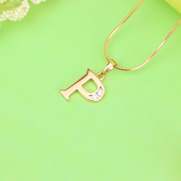 "Rose Gold Letter P Pendant with Crystals – 18K Gold Plated Charm, XPPT1365 - Picture 12 of 13